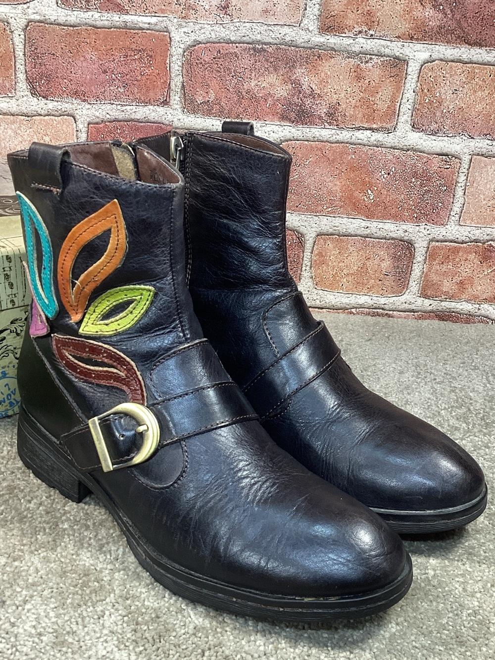 L’Artiste by Spring Step RoseHill black Moto Ankle boots size 37 eu size 6.5-7